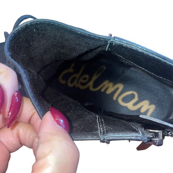 Sam Edelman Millard Black Leather Lace-Up Heeled Ankle Booties - Picture 6 of 6